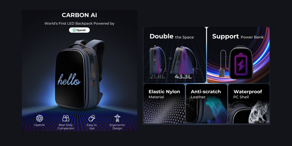 First-generation NeuronPack LED backpack features