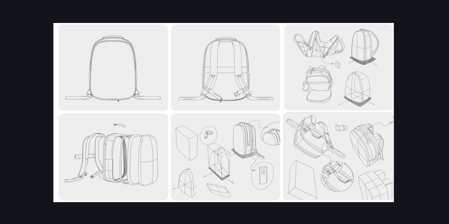 Early NeuronPack design sketches and product development process